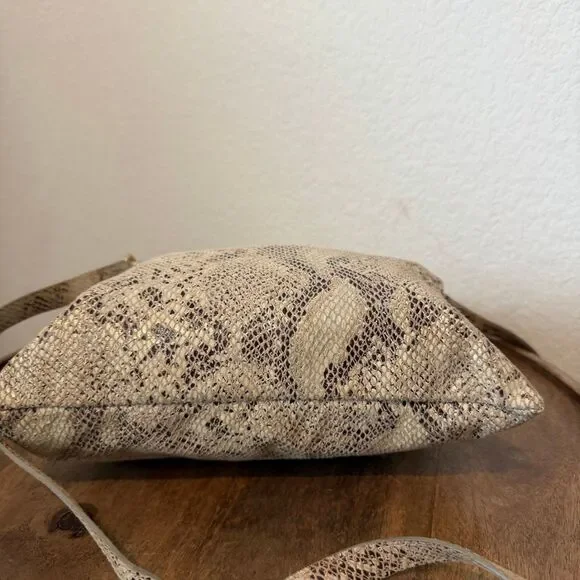 TMRW Studio Mateo Snakeskin Embossed Leather Fold-Over Clutch Purse Women's Bag - Picture 4 of 8